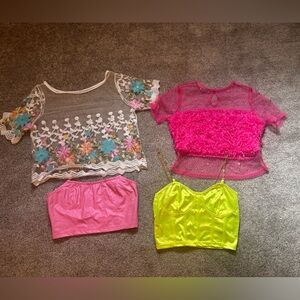 SHEIN Floral and Neon Crop Tops Set